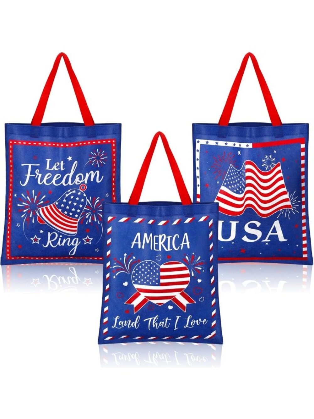 15 Pcs Extra Large Patriotic Tote Bags - 4th of July, Memorial Day, Party Gifts